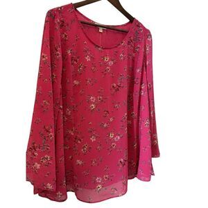 Marybelle Lined Pink Multicolor Floral‎ 2X Women's Blouse Plus NWT